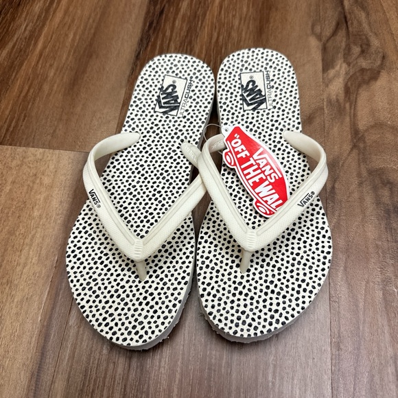 Vans Women's Black and White Polka Dot Flip Flops - Picture 1 of 3